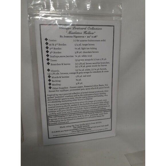 Fig Tree Quilt Pattern Vintage Postcard Mistletoe Hollow 22 x 28 Wall-hanging - Picture 3 of 5